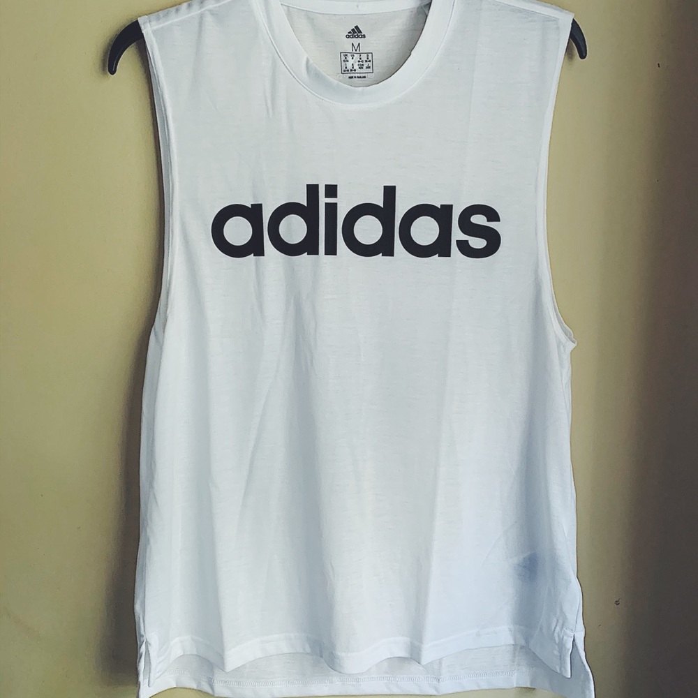 NWOT Adidas Classic White Muscle Tee, Sz. M